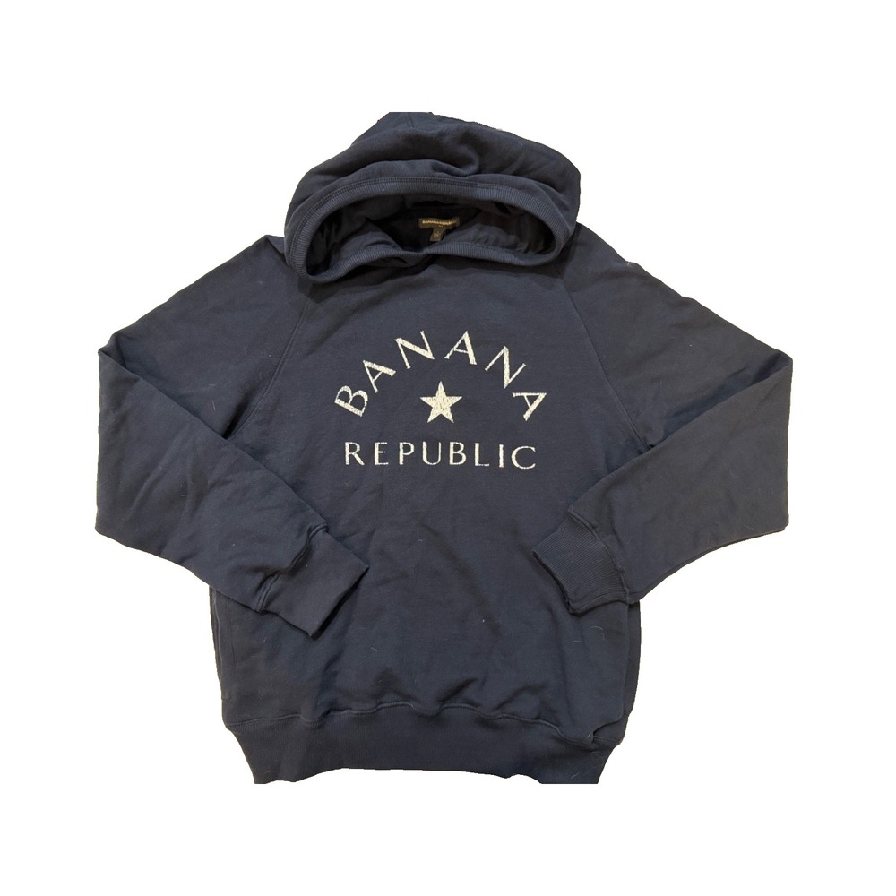 Banana Republic Hoodie Mens Large Navy BR Logo Graphic Pullover Sweatshirt NWT